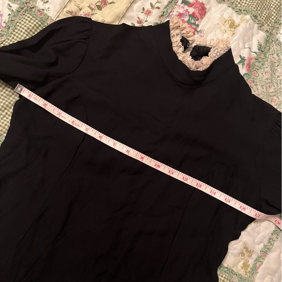 Vintage black lace-edged blouse / cream lace Wednesday handmade one of a kind - Picture 6 of 12